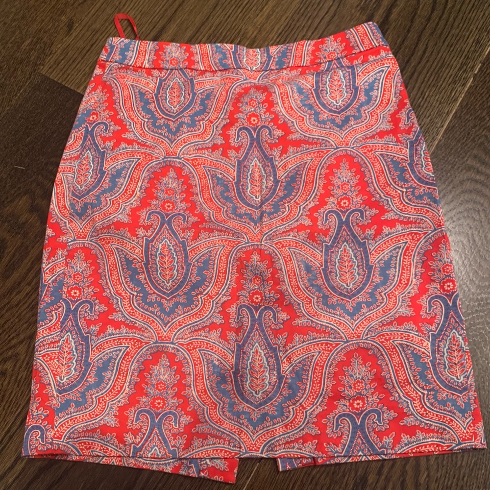 J. crew the pencil skirt paisley size 4